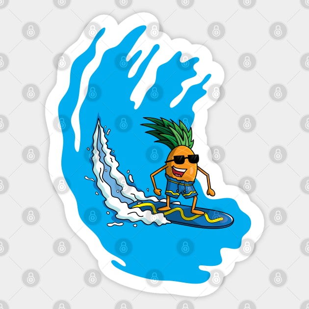 Cool pineapple surfing in the ocean Sticker by TTirex